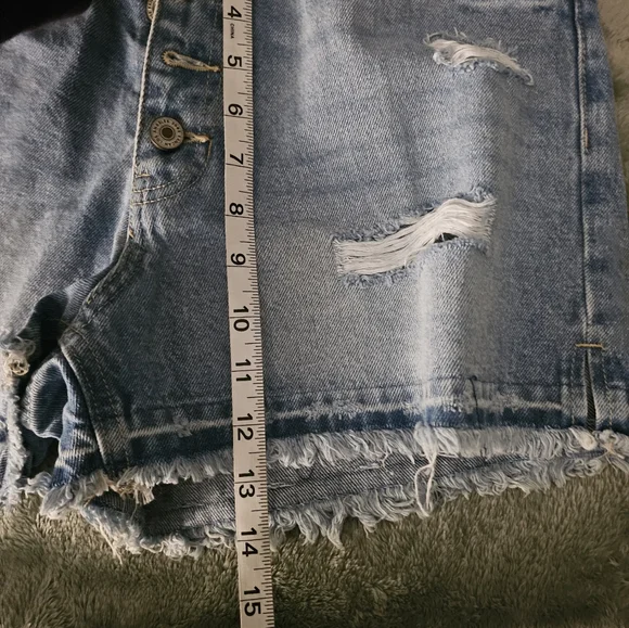 KanCan Light Blue Distressed Jean Shorts Size L - Picture 3 of 6